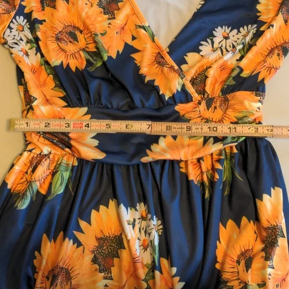 Ouges Women's Size M One Piece Sunflower Print Dress - Picture 10 of 12